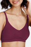 Zivame Maternity Double Layered Non Wired 3/4th Coverage Nursing Bra - Beet Red — thumbnail 4
